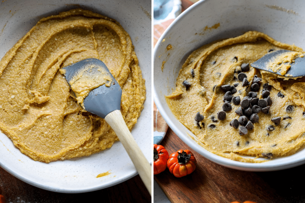 Mixing the keto pumpkin cookie batter 