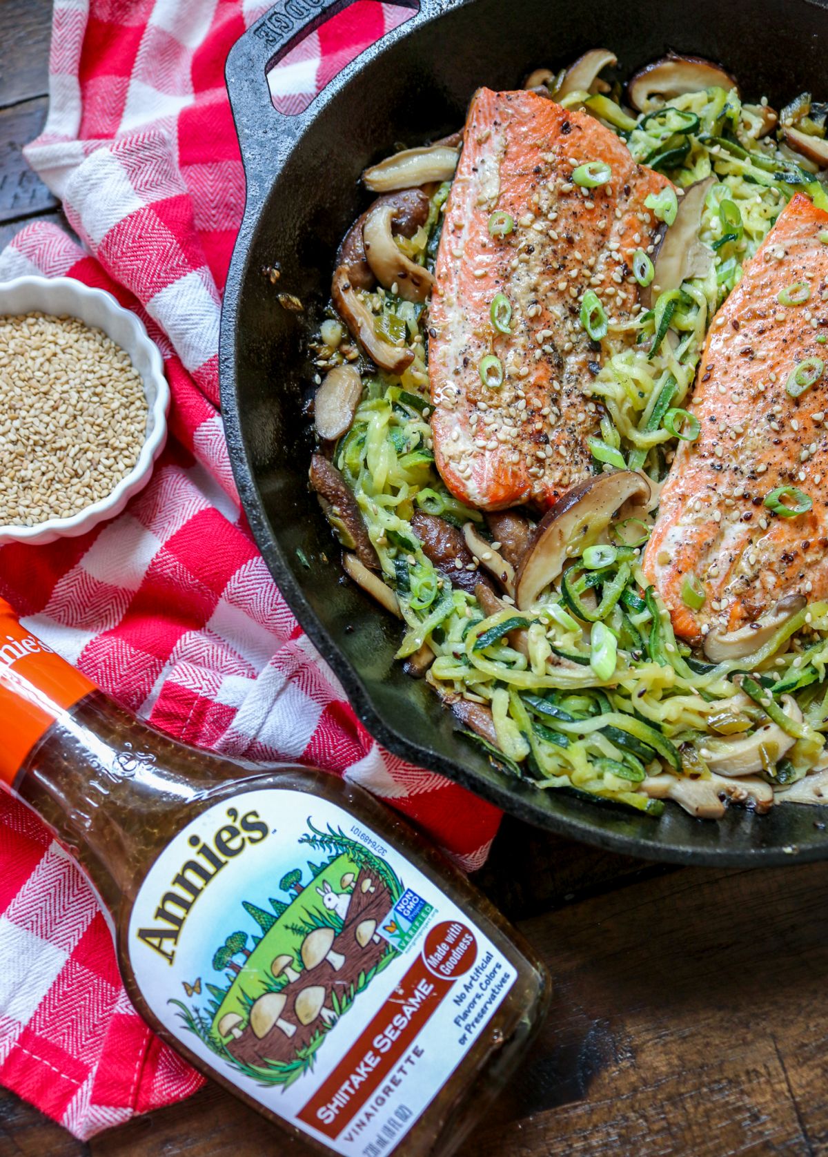 Salmon Mushroom Zoodle Salad