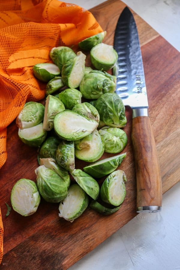 Roasted Brussel Sprouts with Crispy Prosciutto, Pecans, and Goat Cheese