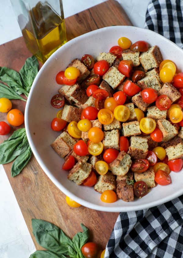 Keto and Gluten Free Panzanella Salad