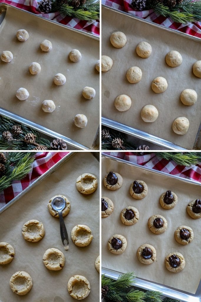 Baking and filling the keto peanut butter blossoms