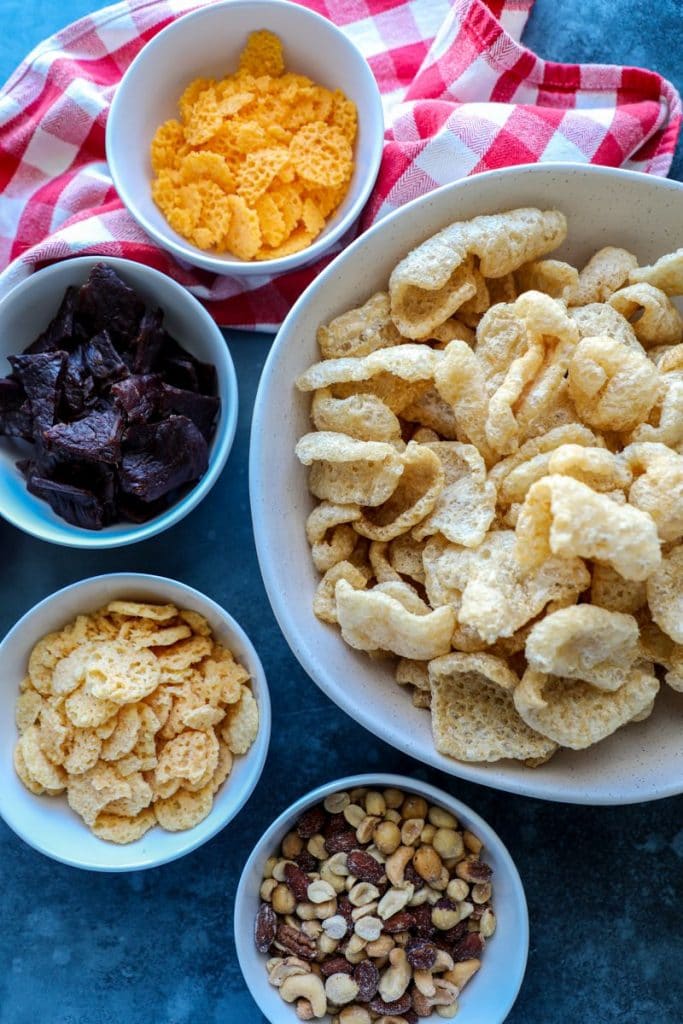 Homemade Keto Chex Party Mix ingredients 