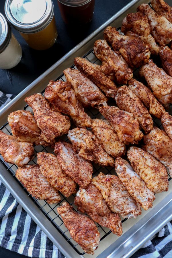 Chicken wings coated in a dry rub