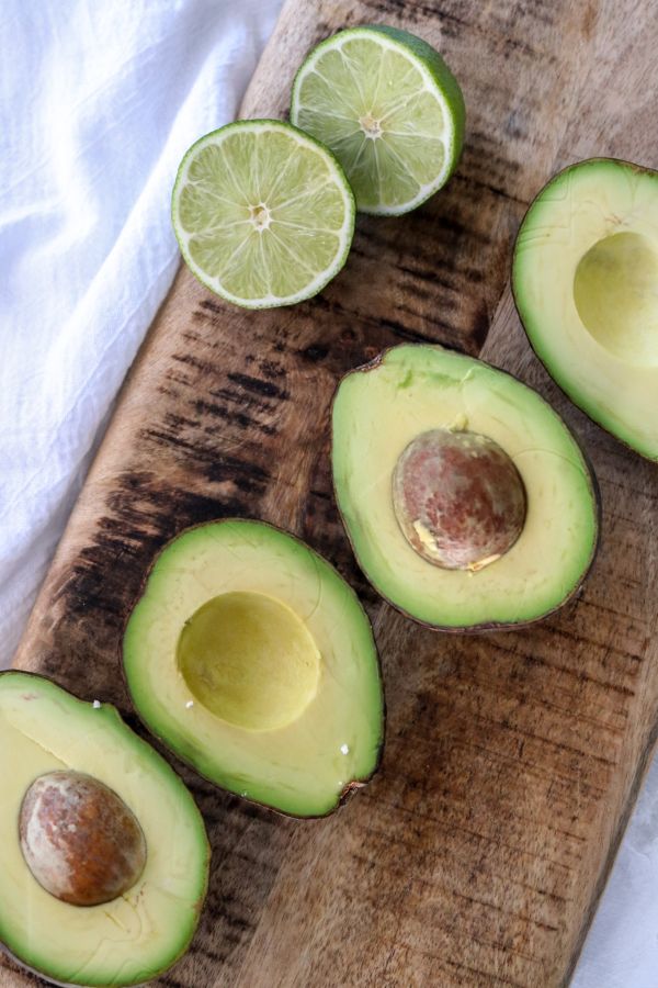 Sliced avocado halves