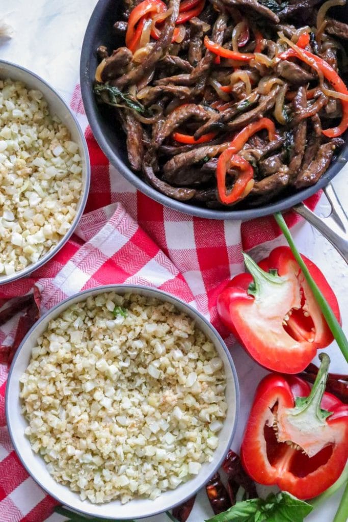 Keto Thai Basil Beef Bowls