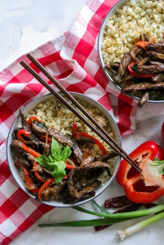 Keto Thai Basil Beef Bowls