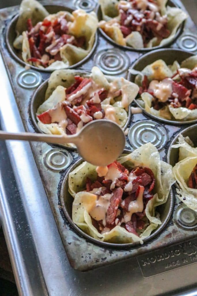 Reuben Swiss Cheese Cups