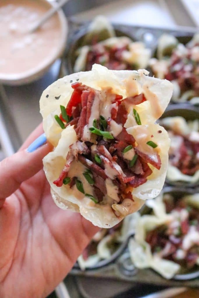 Reuben Swiss Cheese Cups