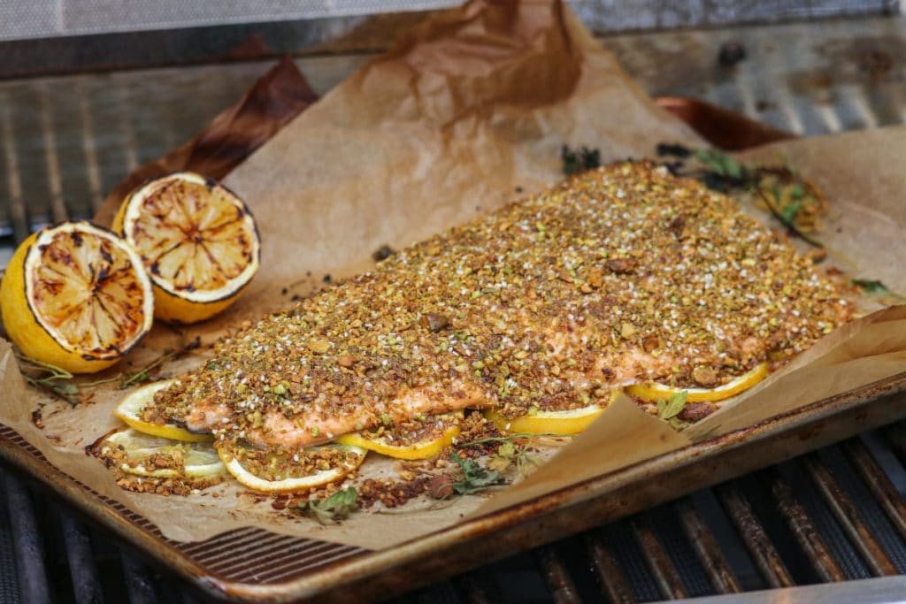 Easy Grilled Pistachio Sesame Salmon