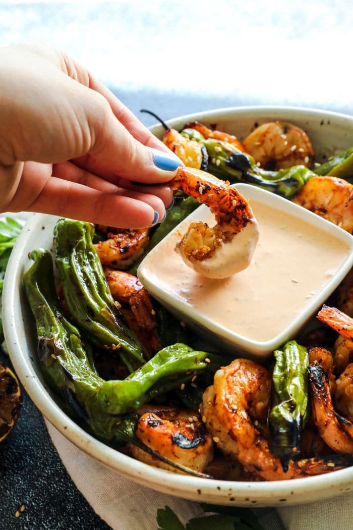 Easy Grilled Sesame Shrimp with Shishito Peppers Bonappeteach