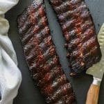 A close up of cooked ribs.