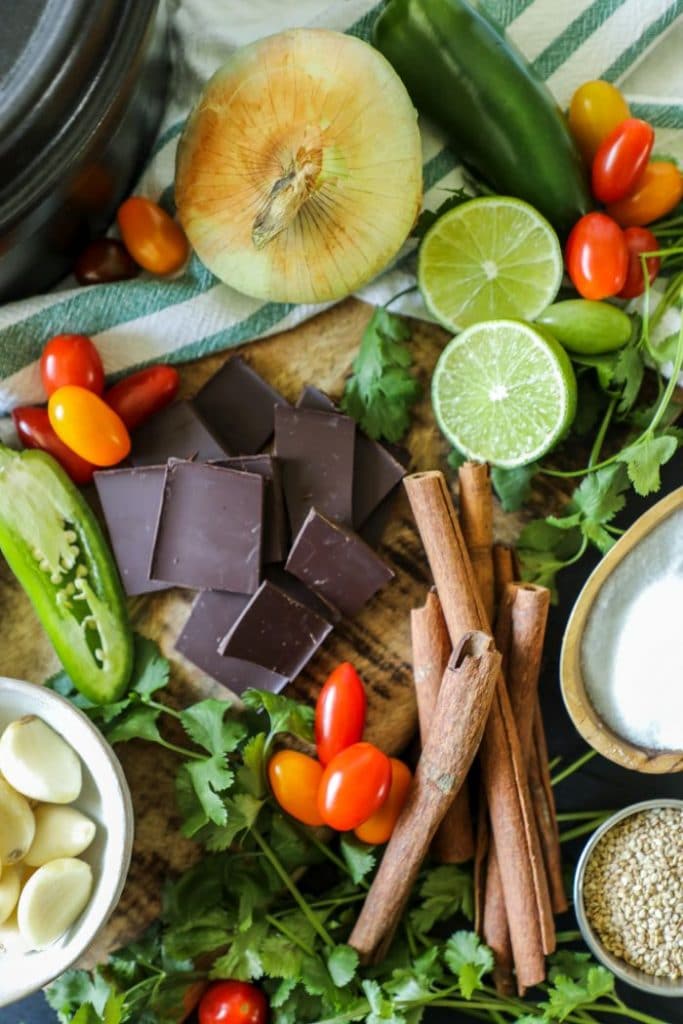 Smoked mole sauce ingredients pictured 