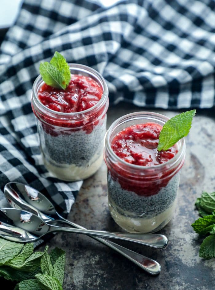 Low Carb Peanut Butter and Jelly Chia Pudding
