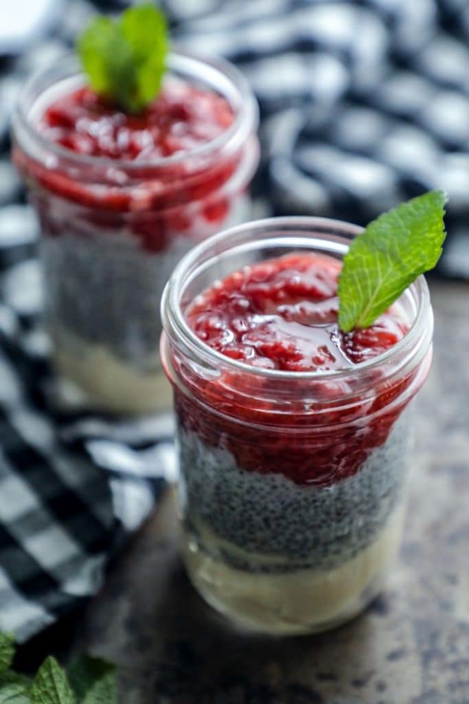 Low Carb Peanut Butter and Jelly Chia Pudding 
