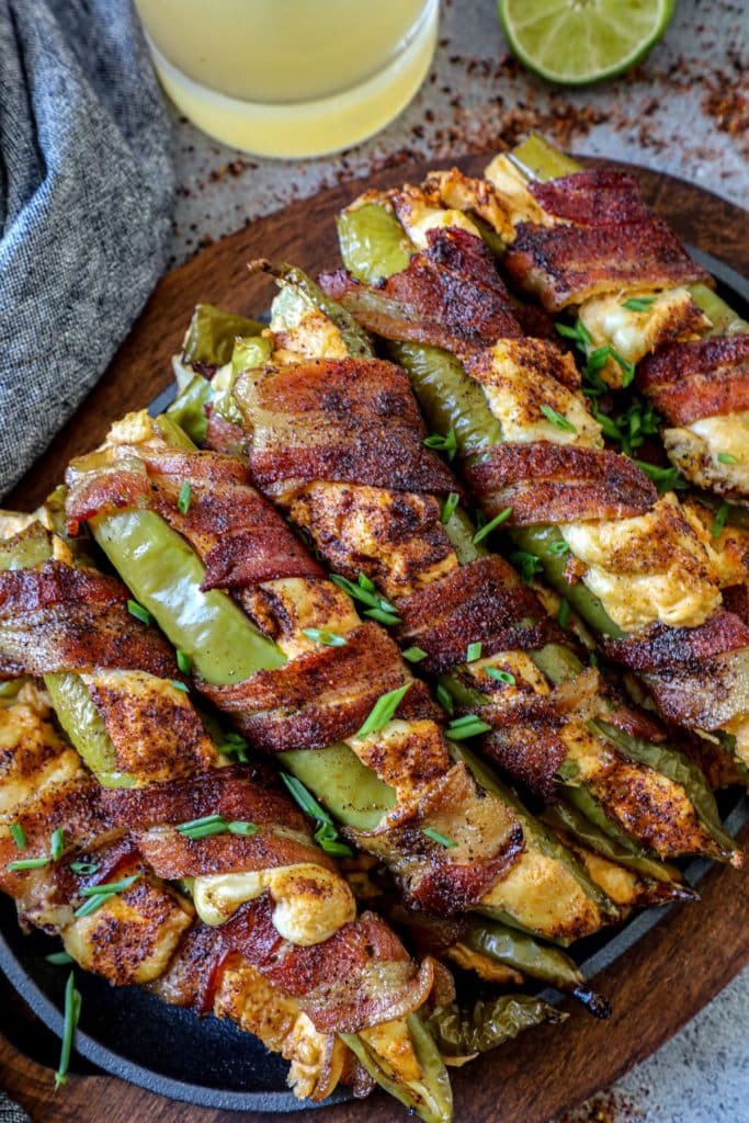 Bacon Wrapped Hatch Chili Poppers