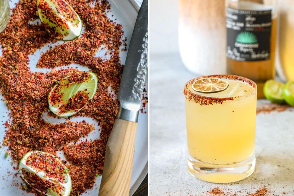 Hatch Chili margarita with tajin seasoning