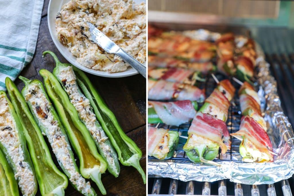 Hatch chili poppers on the pellet smoker