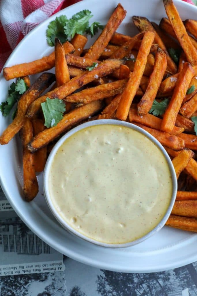 Low carb sweet potato fries with keto burger sauce