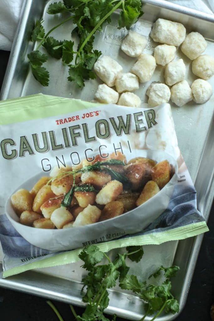 A bag of trader joe's cauliflower gnocchi