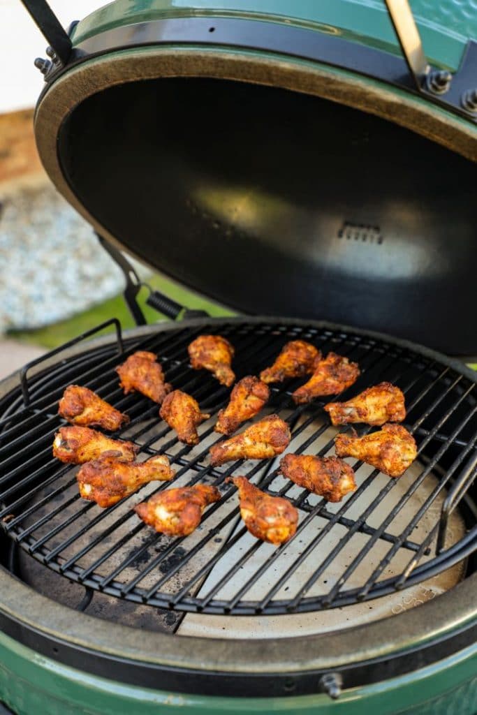 Grilled Pumpkin Spice Chicken Wings on the big green egg.