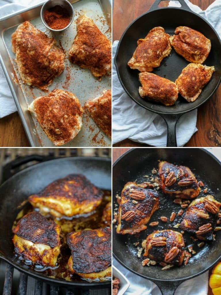 How to grill maple pecan chicken thighs