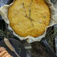 Savory Keto Pumpkin Cornbread Recipe in a cast iron skillet