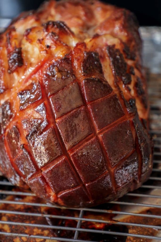 How To Make A Low Carb Holiday Ham Recipe glazed and scored.
