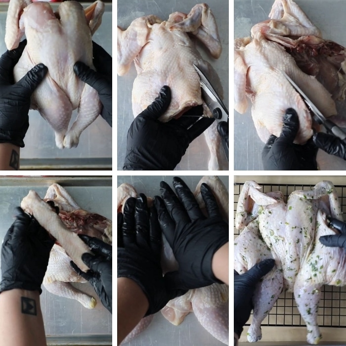 Step by step photos of butterfly a whole chicken,