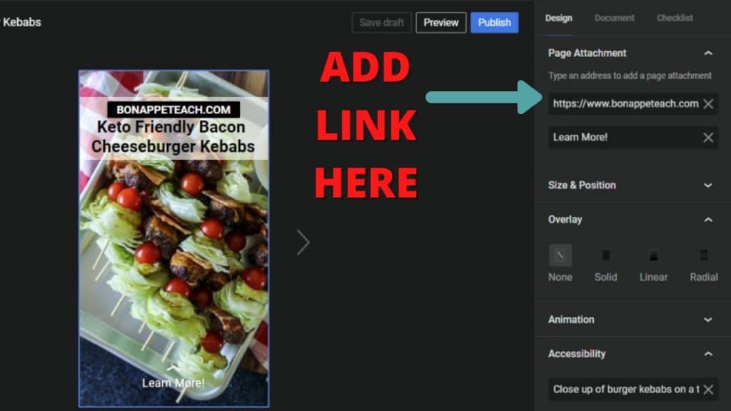 Web story - how to add a link in your google web story