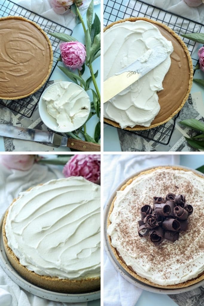 How to add the keto whipped cream to the pie (step by step).