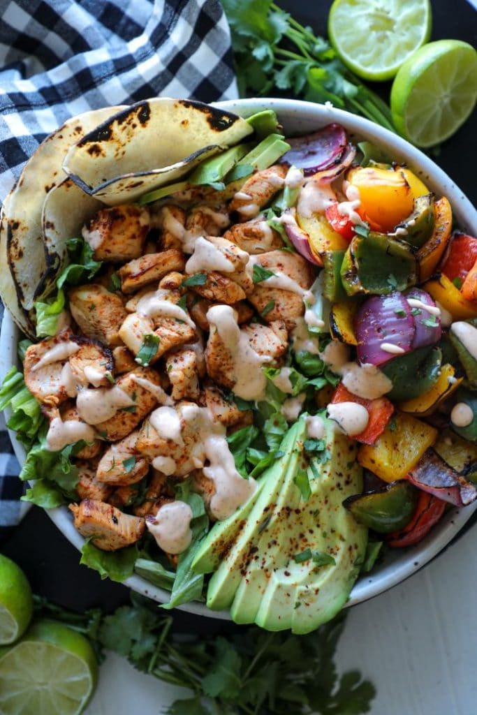 Grilled Chili Lime Chicken Fajita Salad