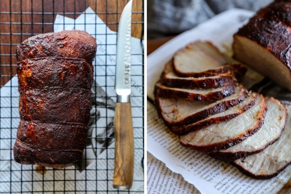 Sliced smoked pork loin recipe.