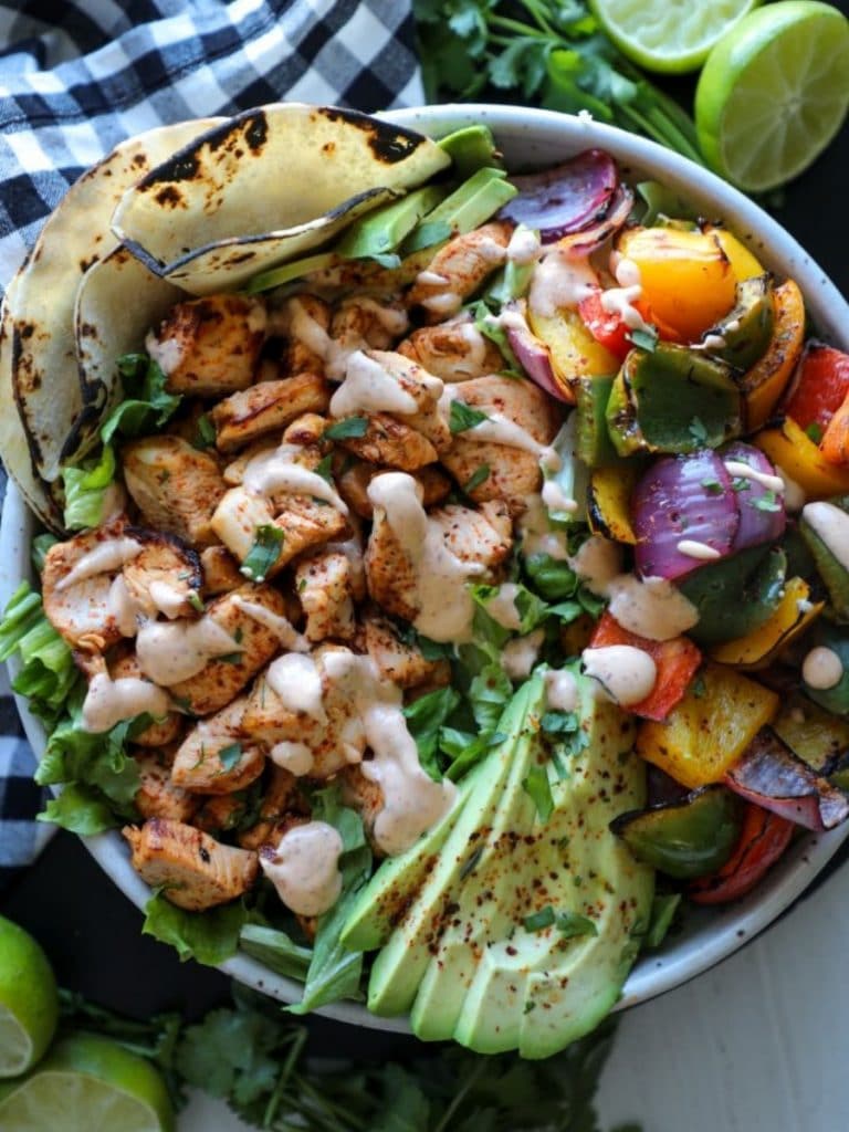 Grilled Chili Lime Chicken Fajita Salad