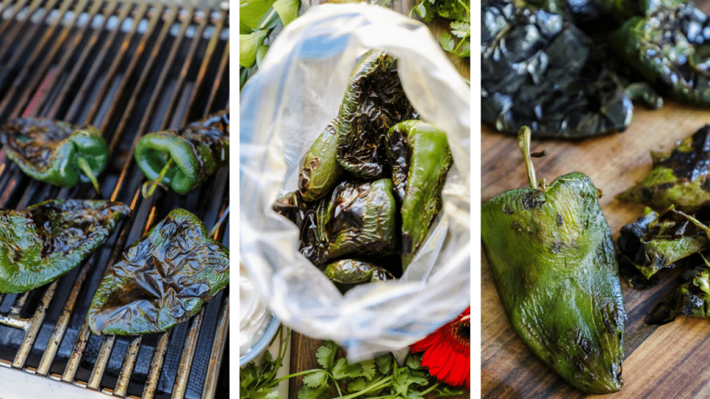 Steps to grilling poblano peppers