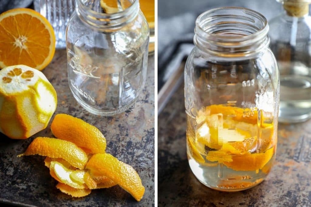 Sugar Free Triple Sec with orange peels in a jar
