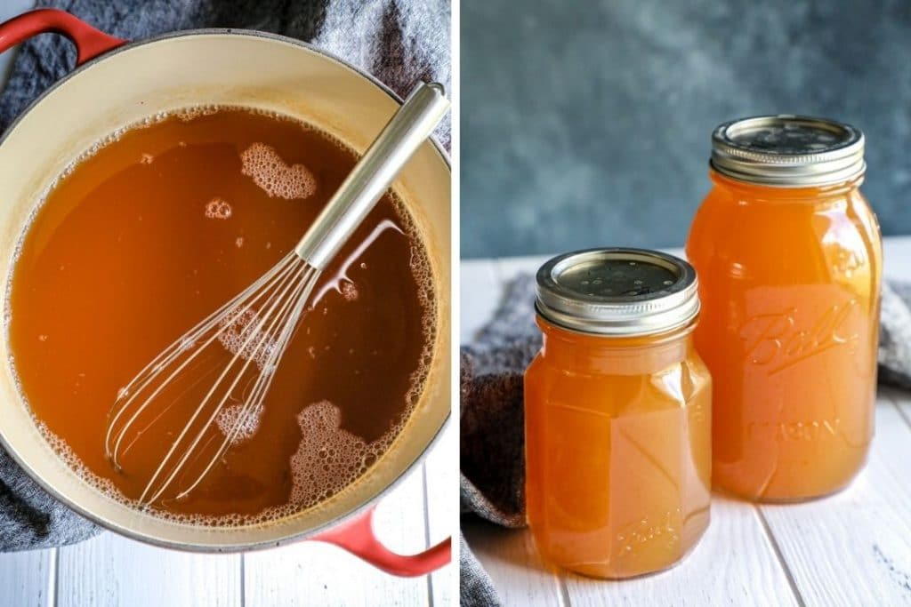 finishing the apple cider on the stove and storing in jars