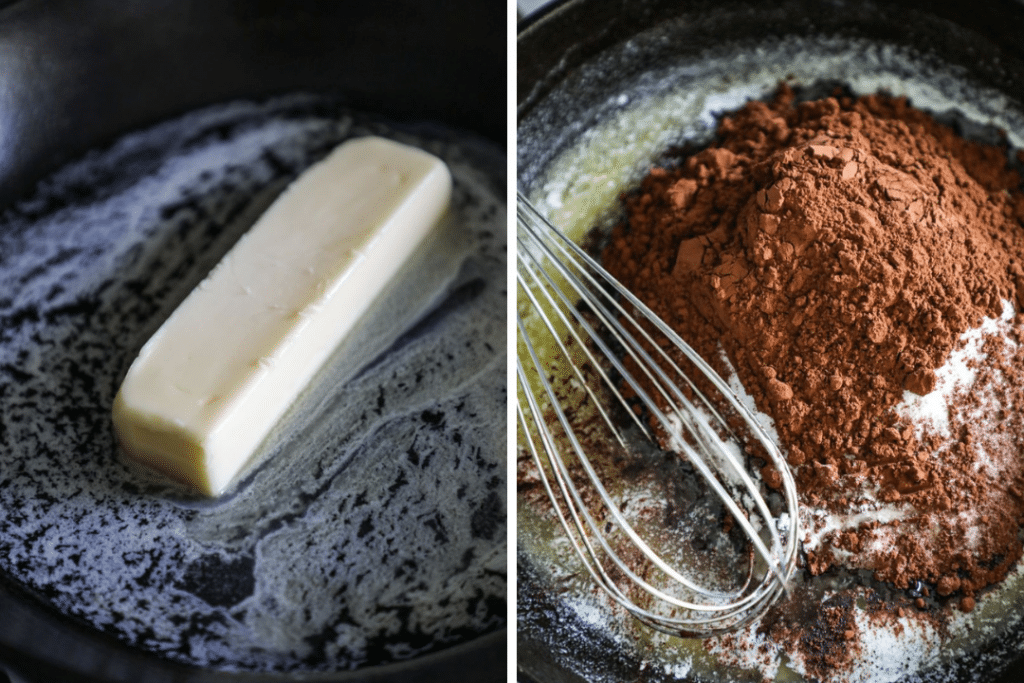 melted butter for cast iron fudge brownies