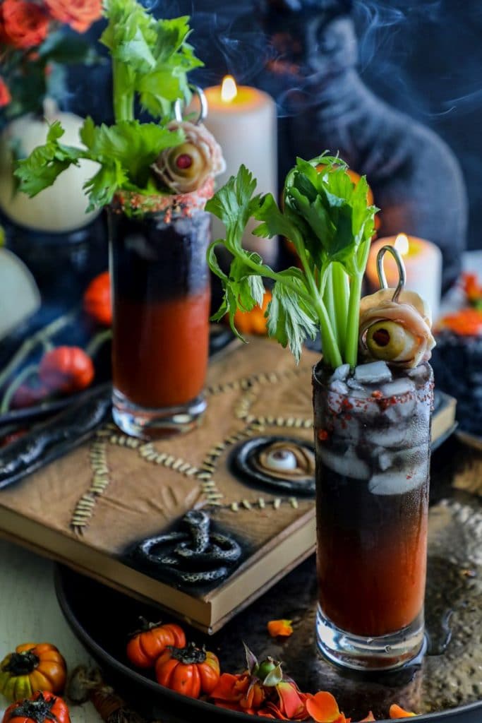 Black Vodka Bloody Mary inspired by Hocus Pocus 