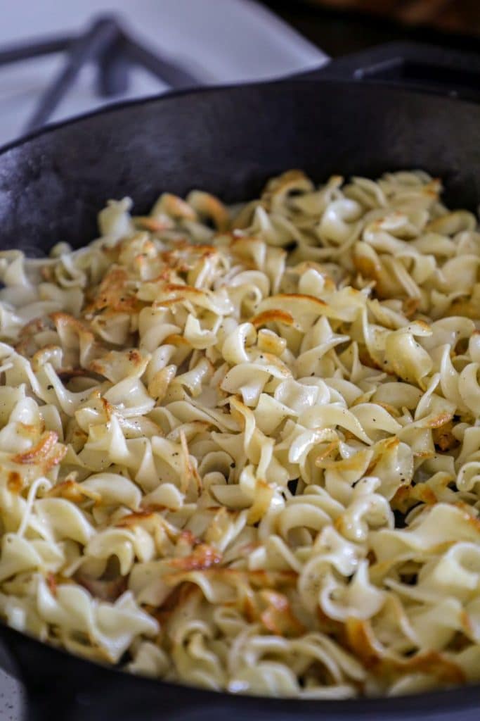 Crispy Egg Noodles cooking in a pan