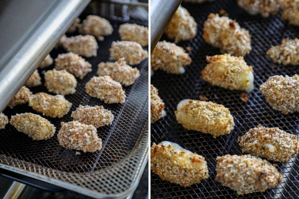 Cooking the cheese curds in the air fryer