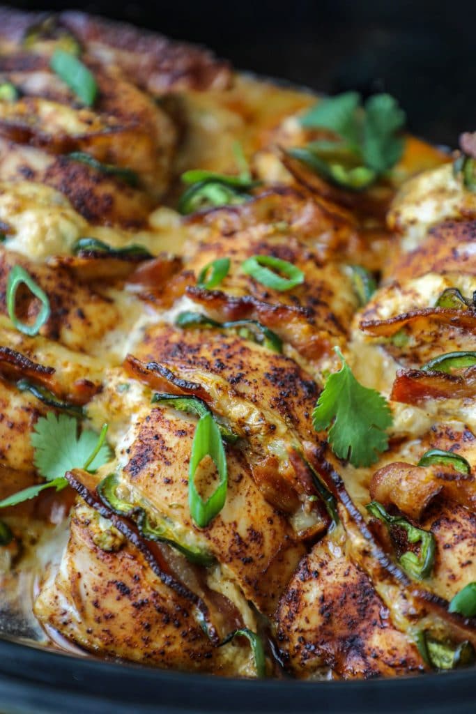 close up of Jalapeno Popper Hasselback Chicken Recipe