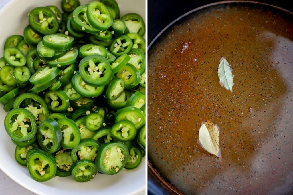 Slicing raw jalapenos