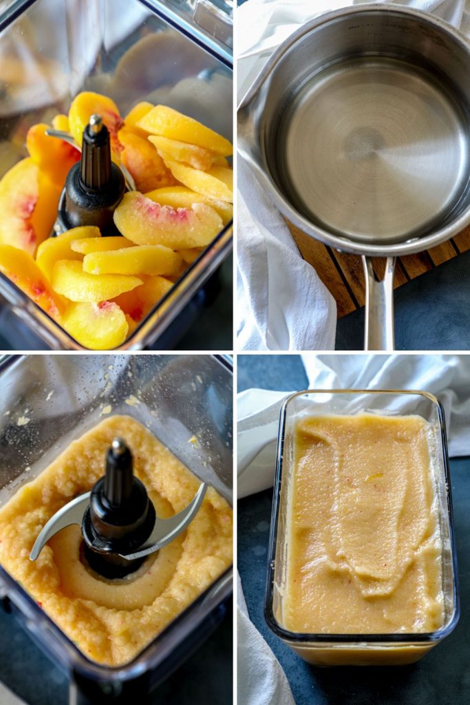Making peach sorbet for bellinis