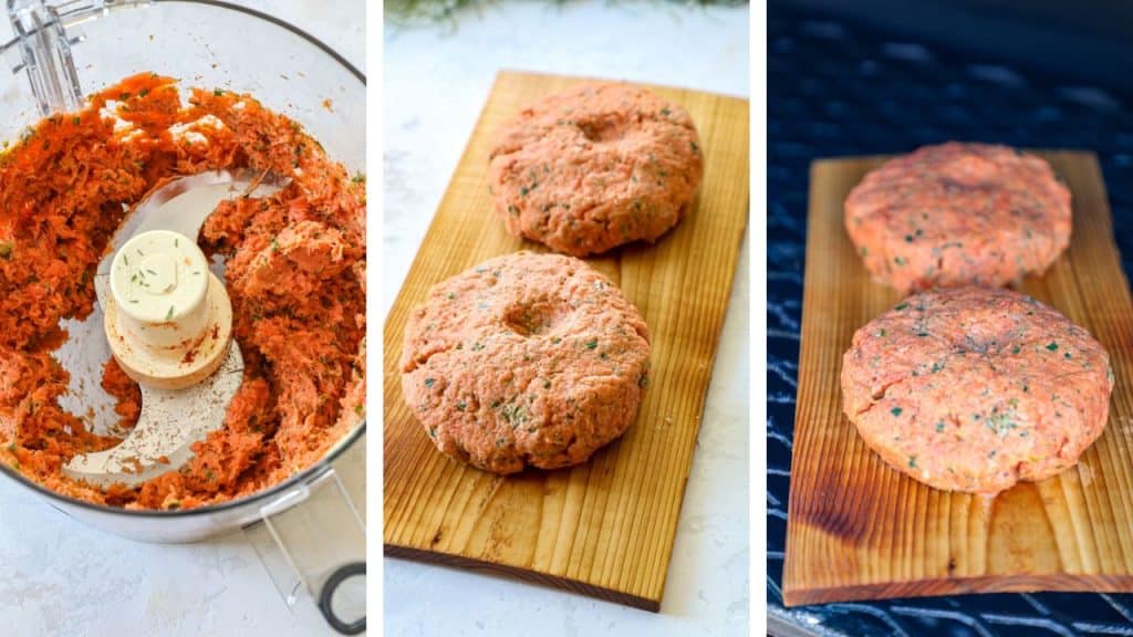 Steps for making salmon patties and getting them on the smoker
