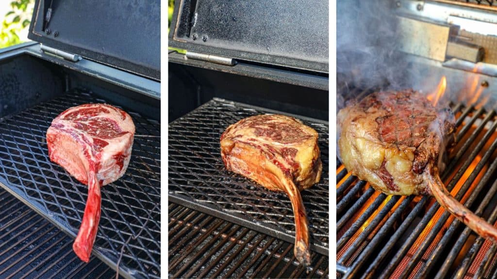 steps for smoking and reverse searing a tomahawk steak