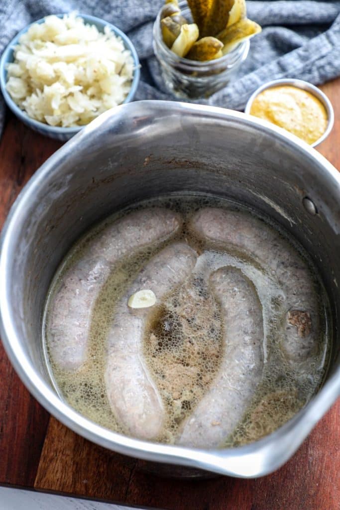 Boiling brats in beer before air frying 