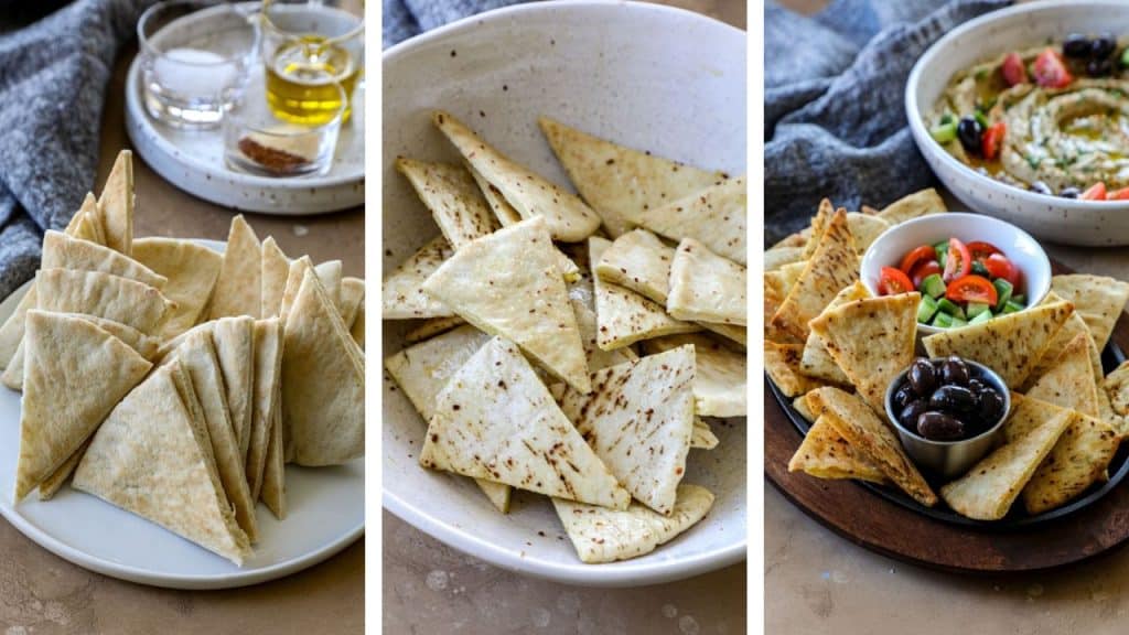 Step by step pictures for air frying pita chips