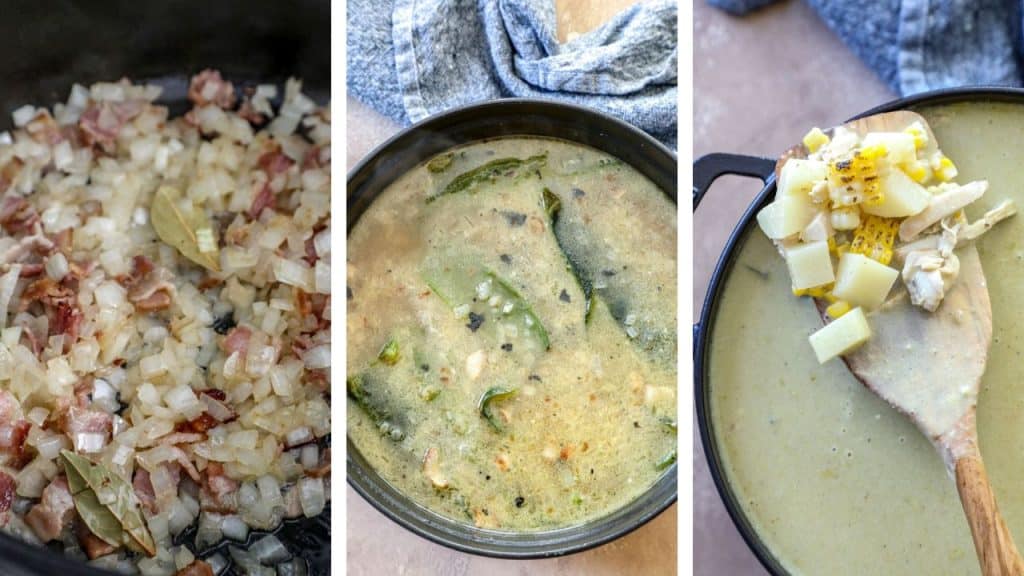 Steps for making poblano chicken chowder