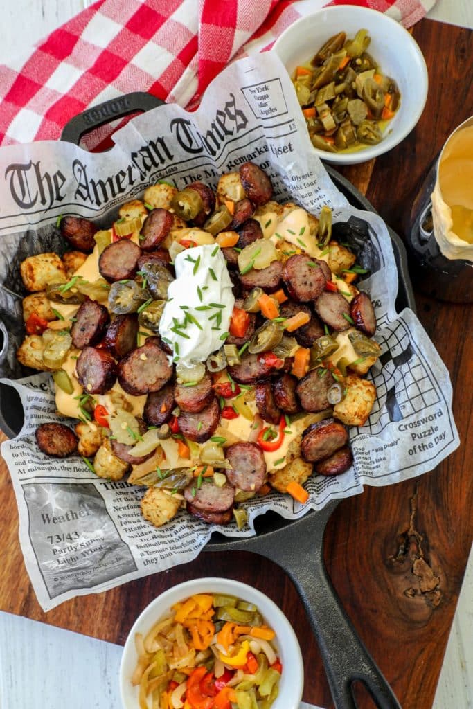 Brats and Tots (Bratwurst Nachos Recipe) 