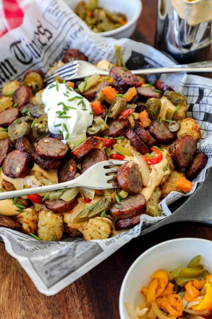 Brats and Tots (Bratwurst Nachos Recipe) 